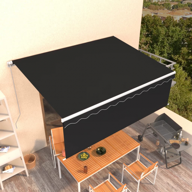 Markise Manuell Einziehbar mit Rollo 4,5x3 m Anthrazit