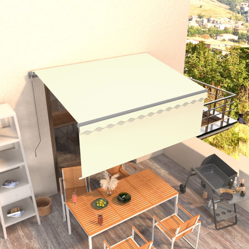 Markise Manuell Einziehbar mit Rollo 3,5x2,5 m Creme