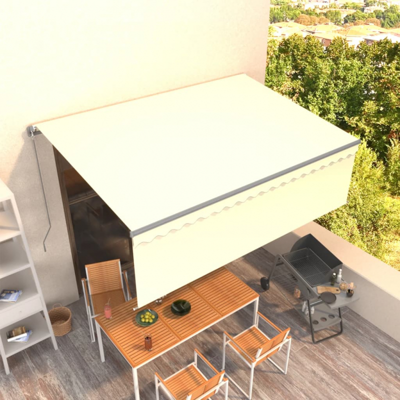 Markise Manuell Einziehbar mit Rollo 4x3 m Creme