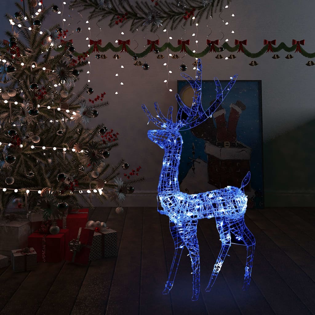 LED-Rentier Acryl Weihnachtsdekoration 140 LEDs 120 cm Blau