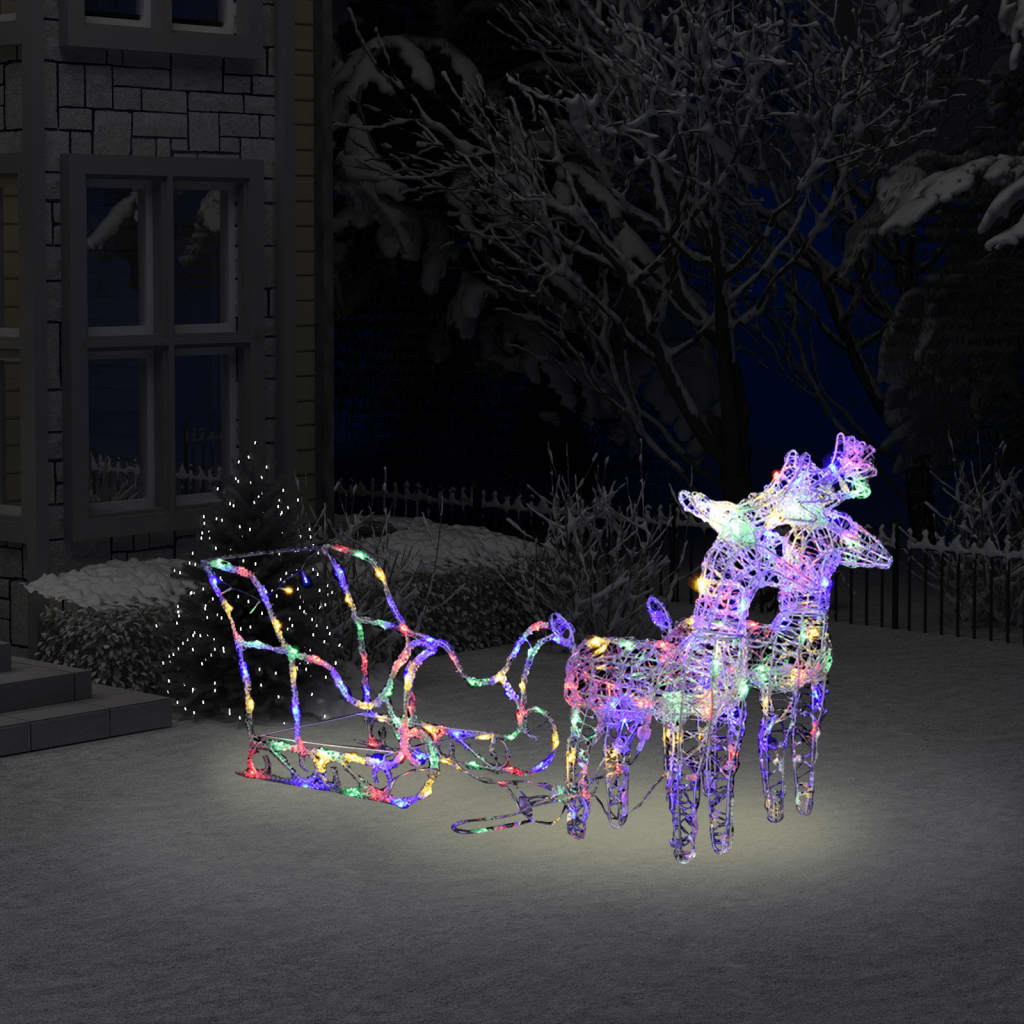 Rentiere & Schlitten Weihnachtsdekoration 160 LEDs 130 cm Acryl