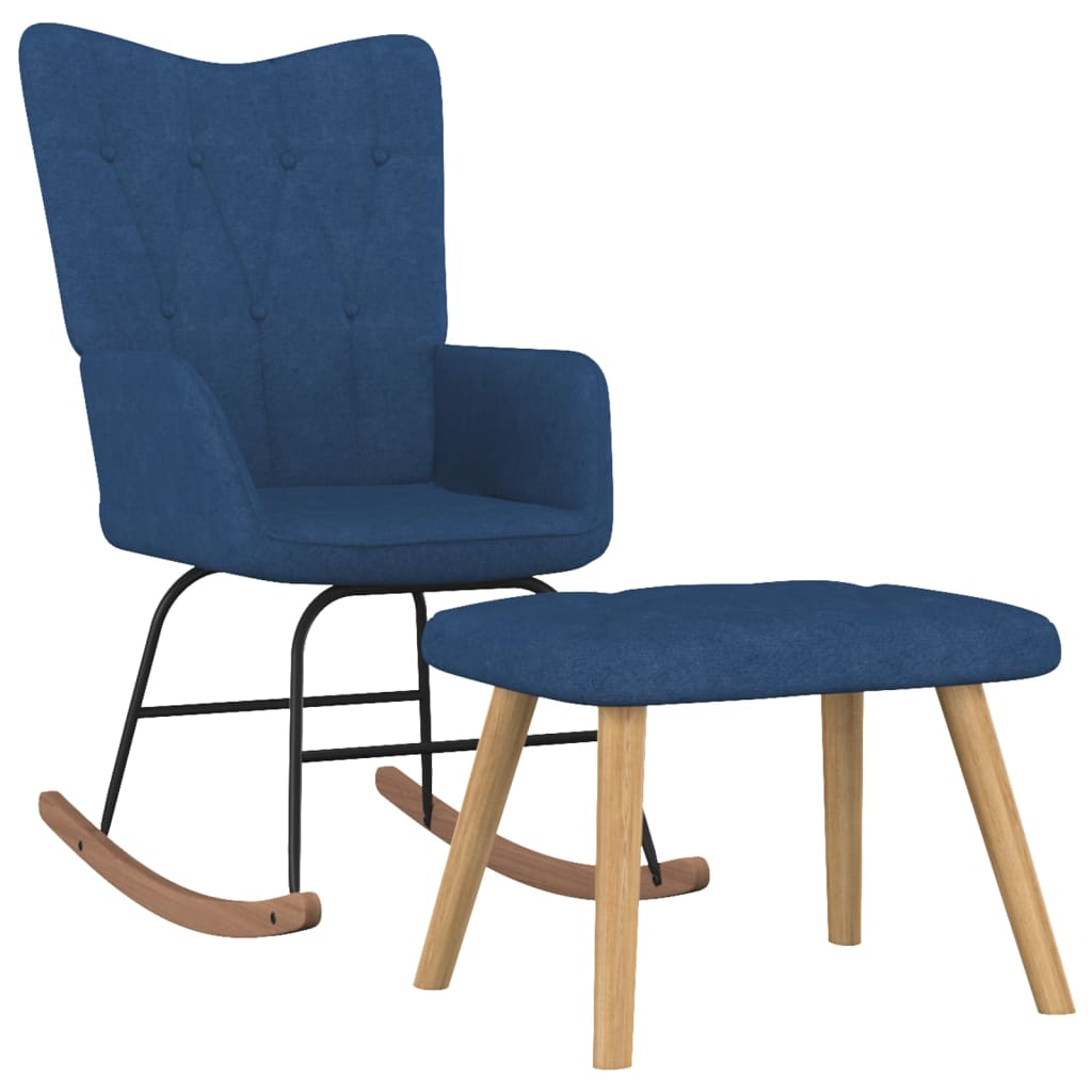 Schaukelsessel mit Hocker Blau Stoff