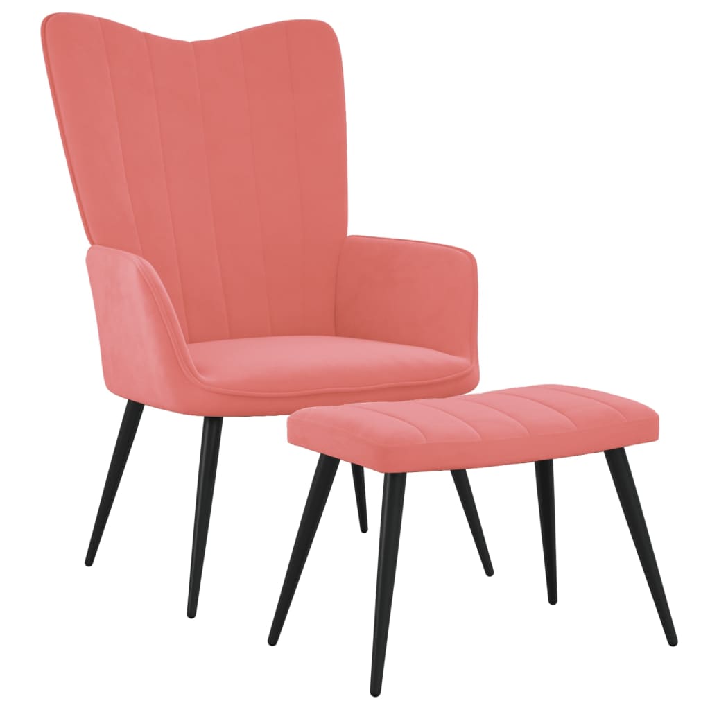 Relaxsessel mit Hocker Rosa Samt