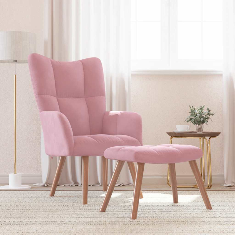 Relaxsessel mit Hocker Rosa Samt