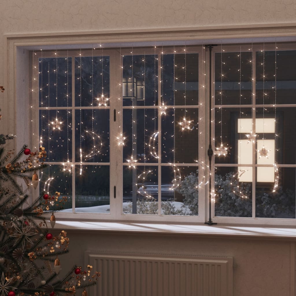 Lichterketten Stern und Mond Fernbedienung 345 LEDs Warmweiß