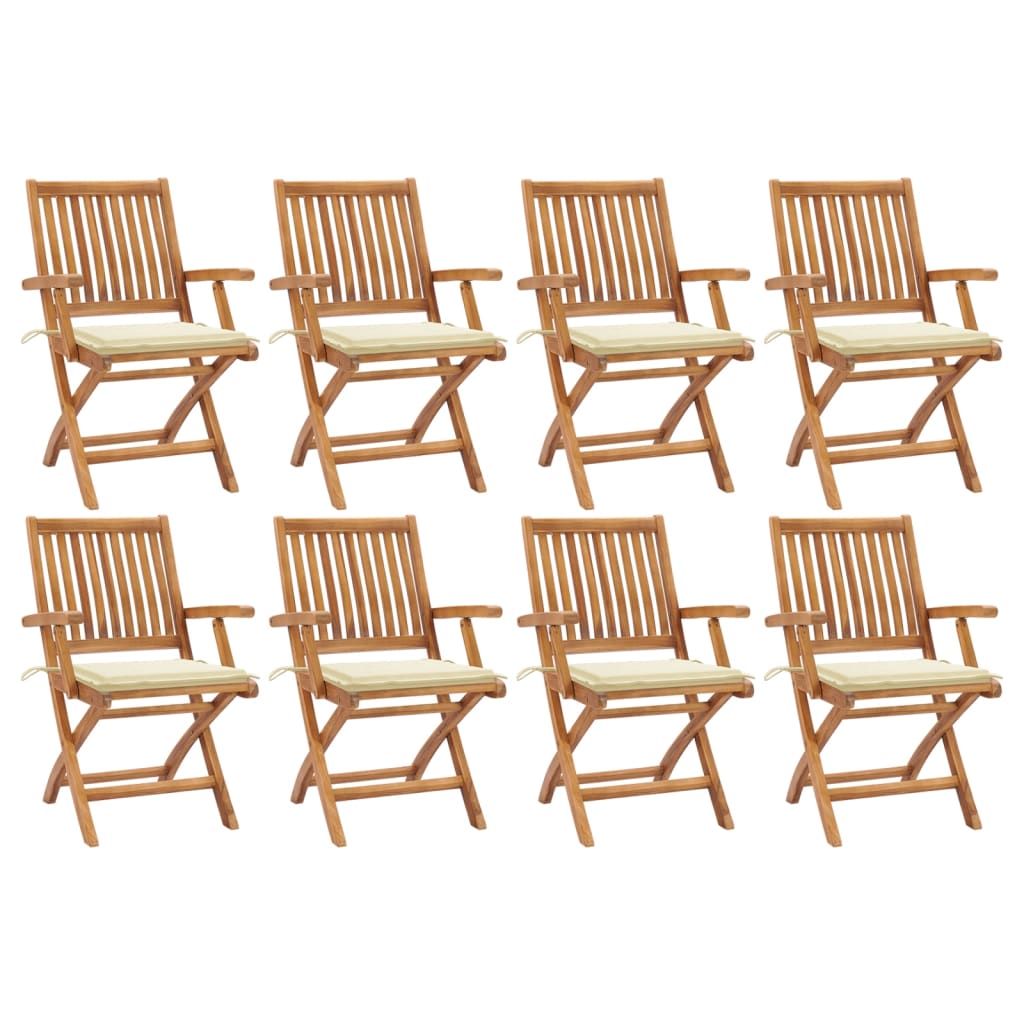 Klappbare Gartenstühle mit Kissen 8 Stk. Massivholz Teak