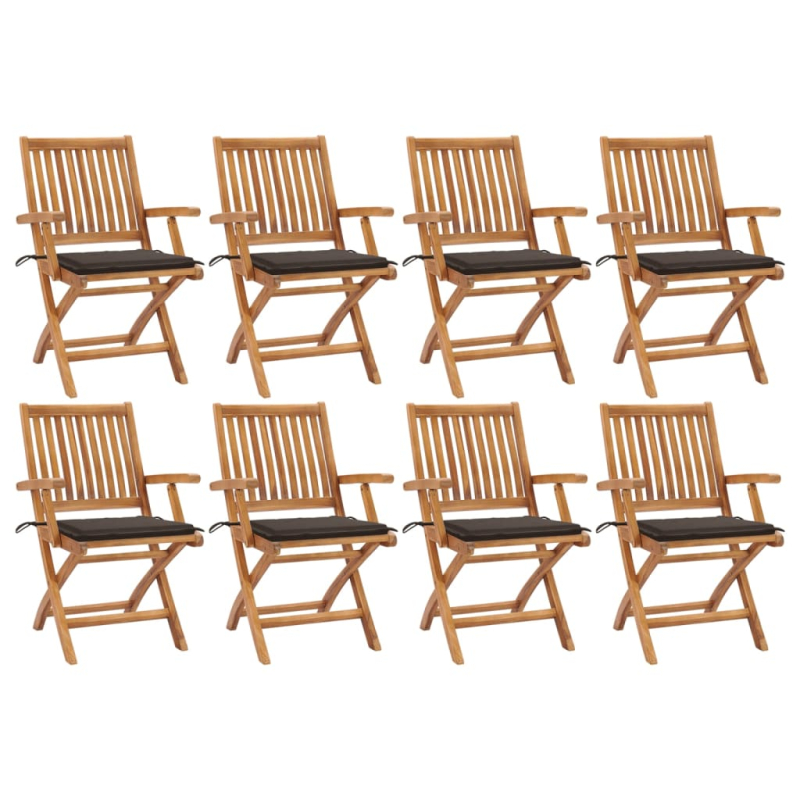 Klappbare Gartenstühle mit Kissen 8 Stk. Massivholz Teak