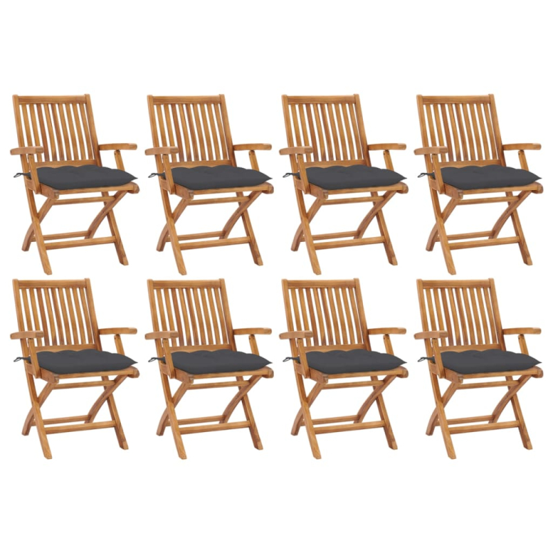 Klappbare Gartenstühle mit Kissen 8 Stk. Massivholz Teak