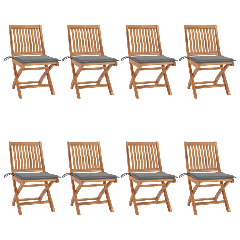 Klappbare Gartenstühle mit Kissen 8 Stk. Massivholz Teak