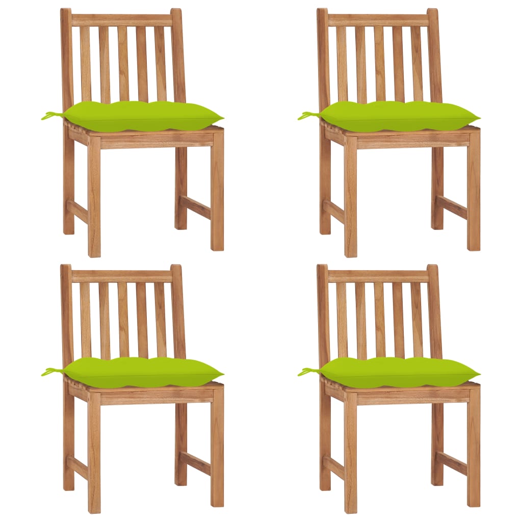 Gartenstühle 4 Stk. mit Kissen Massivholz Teak