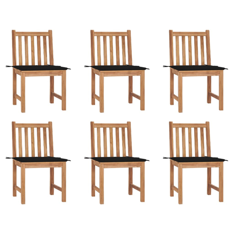 Gartenstühle 6 Stk. mit Kissen Massivholz Teak