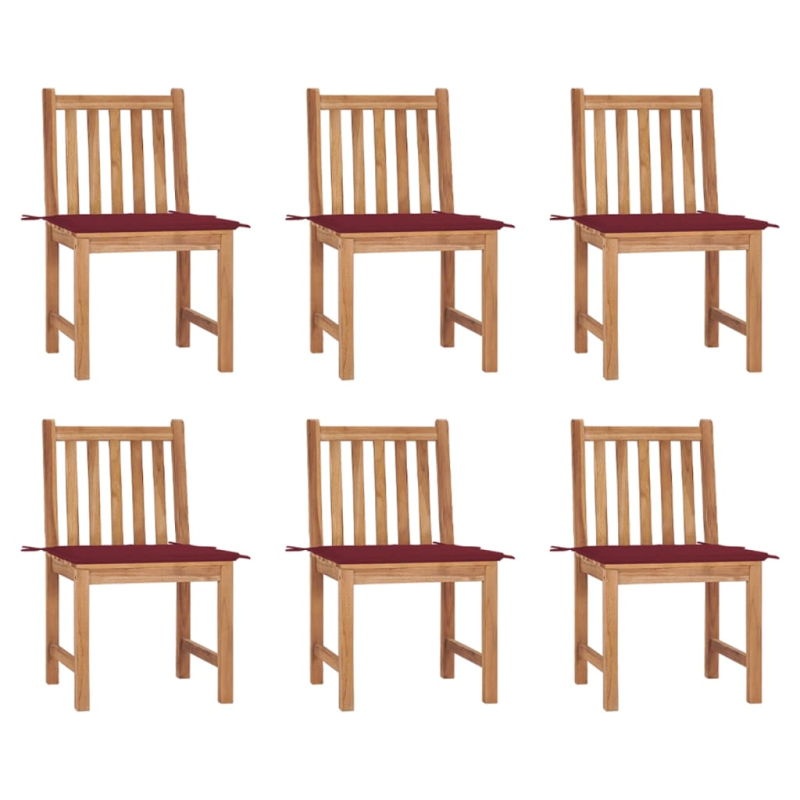 Gartenstühle 6 Stk. mit Kissen Massivholz Teak