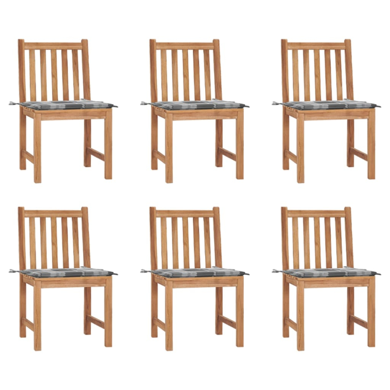 Gartenstühle 6 Stk. mit Kissen Massivholz Teak