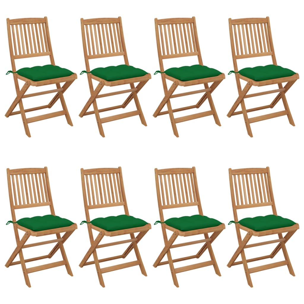 Klappbare Gartenstühle 8 Stk. mit Kissen Massivholz Akazie
