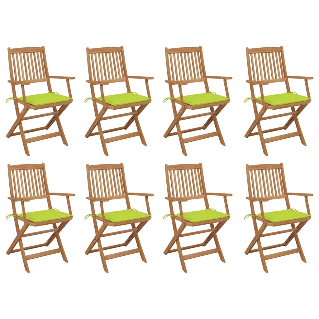 Klappbare Gartenstühle mit Kissen 8 Stk. Massivholz Akazie