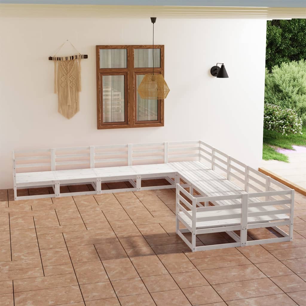 10-tlg. Garten-Lounge-Set Kiefer Massivholz