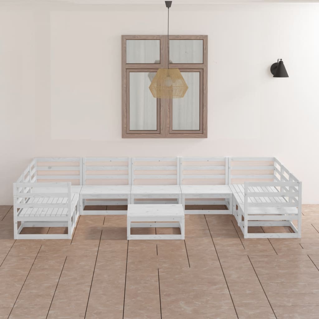 10-tlg. Garten-Lounge-Set Kiefer Massivholz
