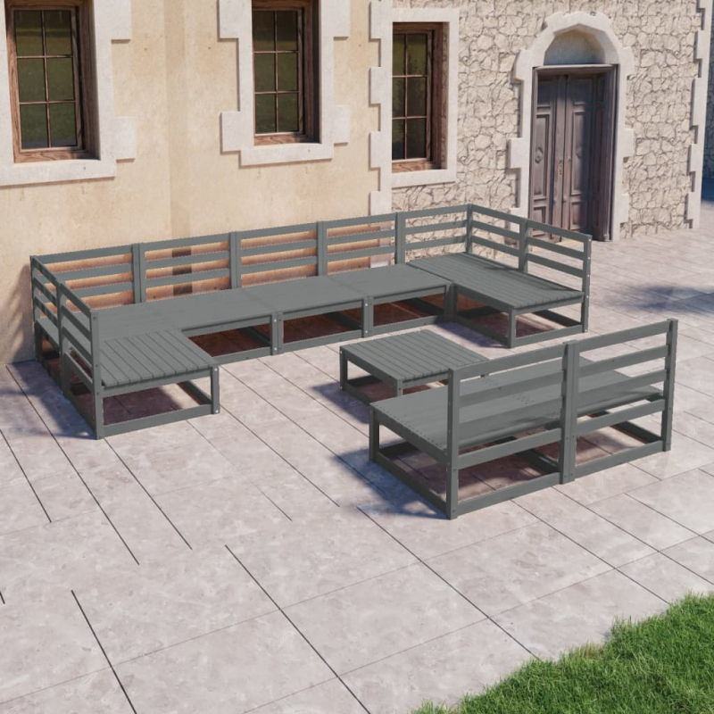 10-tlg. Garten-Lounge-Set Kiefer Massivholz