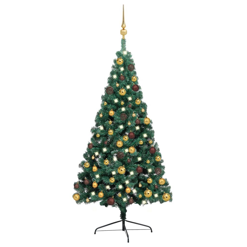 Künstlicher Halb-Weihnachtsbaum Beleuchtung Kugeln Grün 240 cm