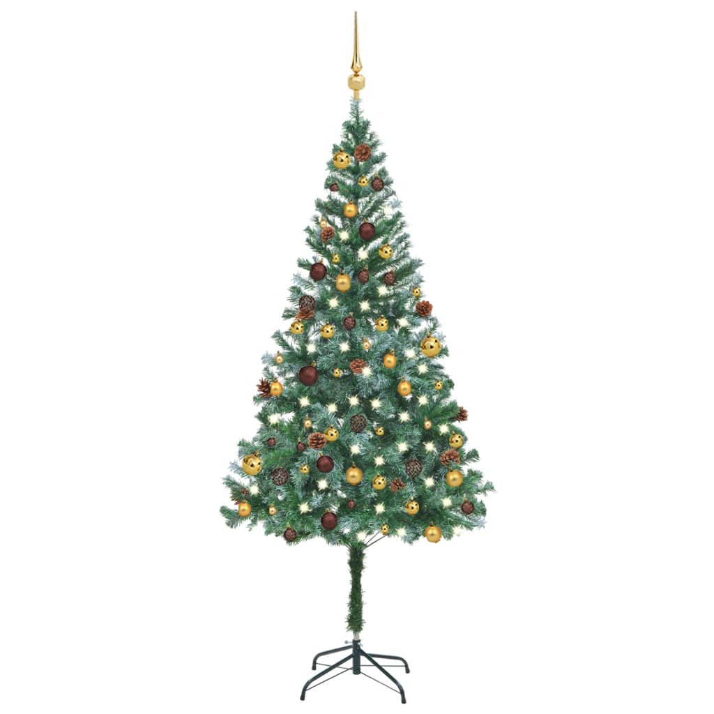 Künstlicher Weihnachtsbaum mit Beleuchtung Kugeln Zapfen 180 cm