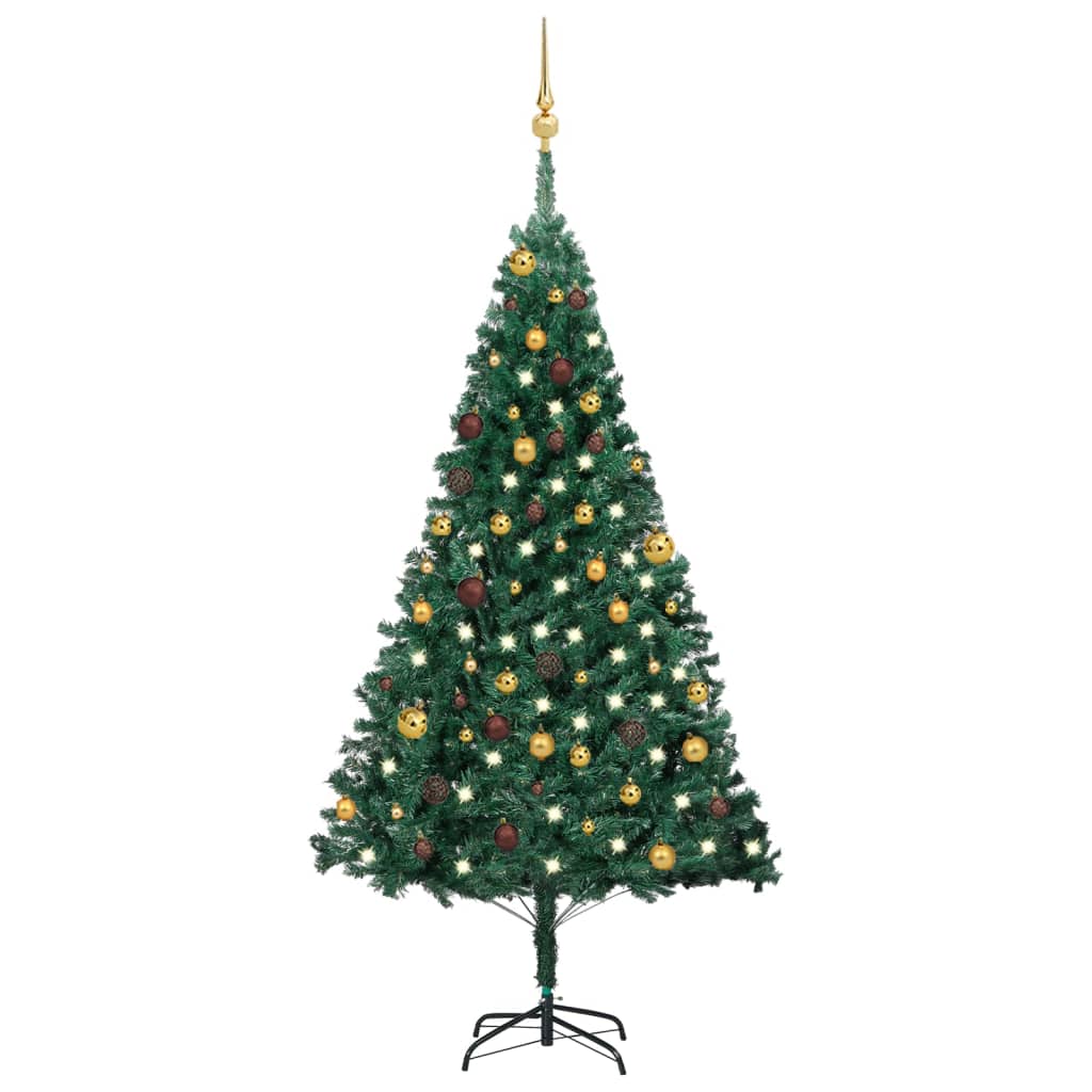 Künstlicher Weihnachtsbaum mit Beleuchtung & Kugeln Grün 180 cm