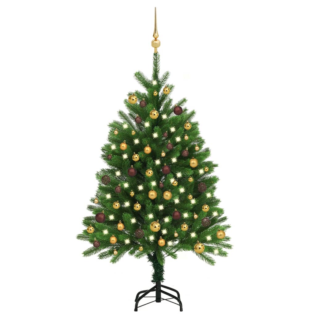 Künstlicher Weihnachtsbaum mit Beleuchtung & Kugeln 120 cm Grün