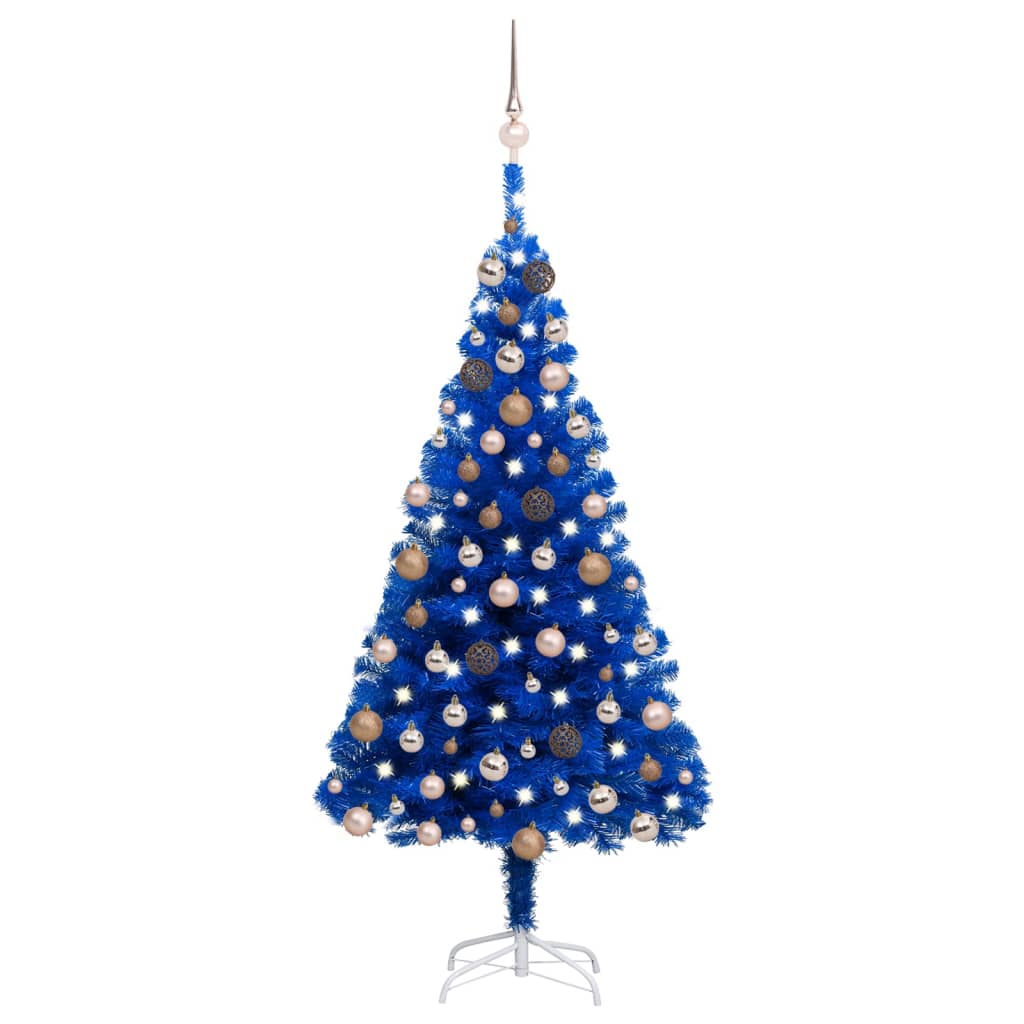 Künstlicher Weihnachtsbaum Beleuchtung & Kugeln Blau 120 cm