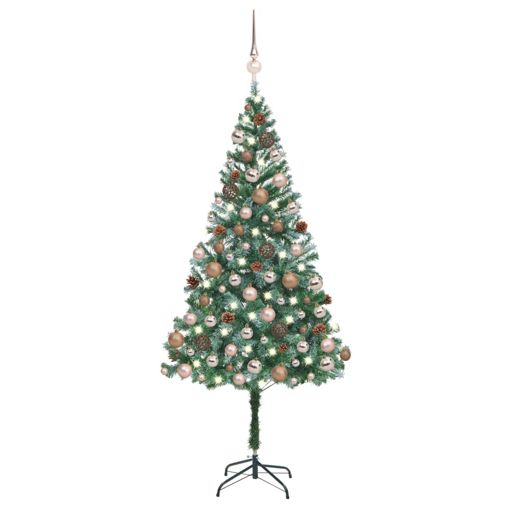 Künstlicher Weihnachtsbaum mit Beleuchtung Kugeln Zapfen 180 cm