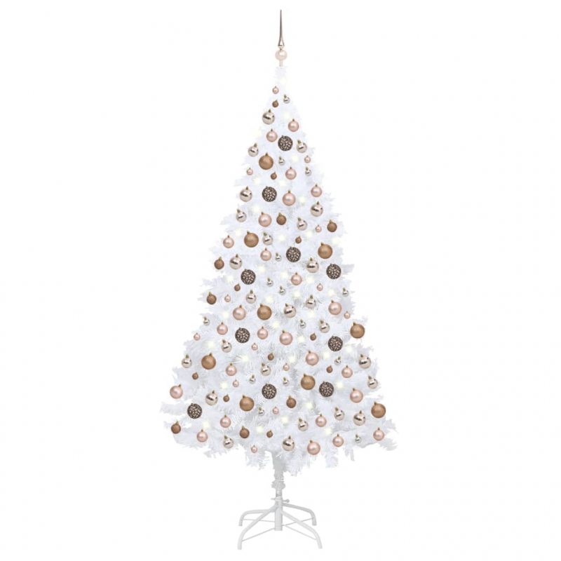 Künstlicher Weihnachtsbaum mit Beleuchtung & Kugeln Weiß 240 cm