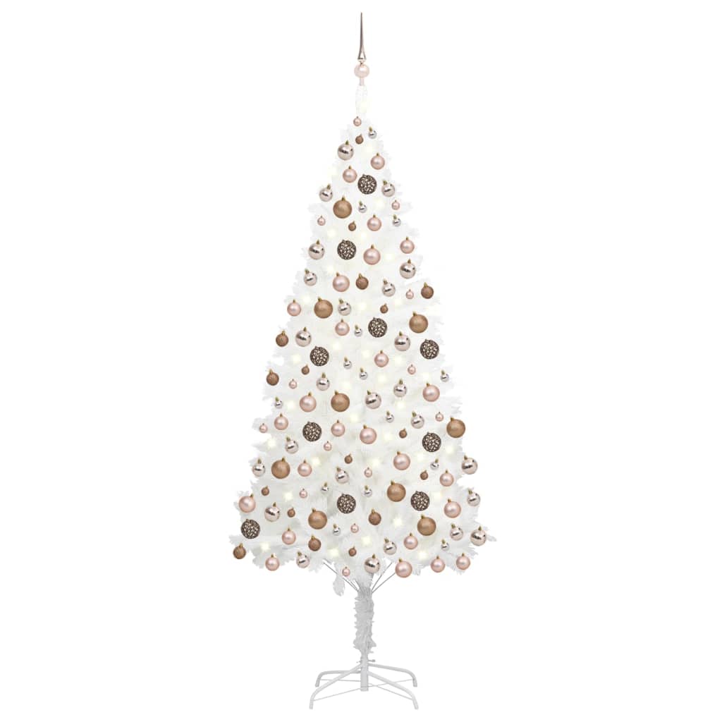 Künstlicher Weihnachtsbaum mit Beleuchtung & Kugeln Weiß 240 cm