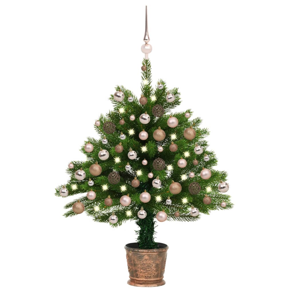 Künstlicher Weihnachtsbaum mit Beleuchtung & Kugeln 90 cm Grün