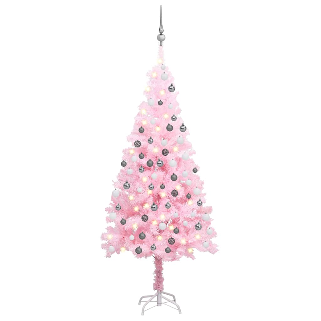 Künstlicher Weihnachtsbaum mit Beleuchtung & Kugeln Rosa 180cm