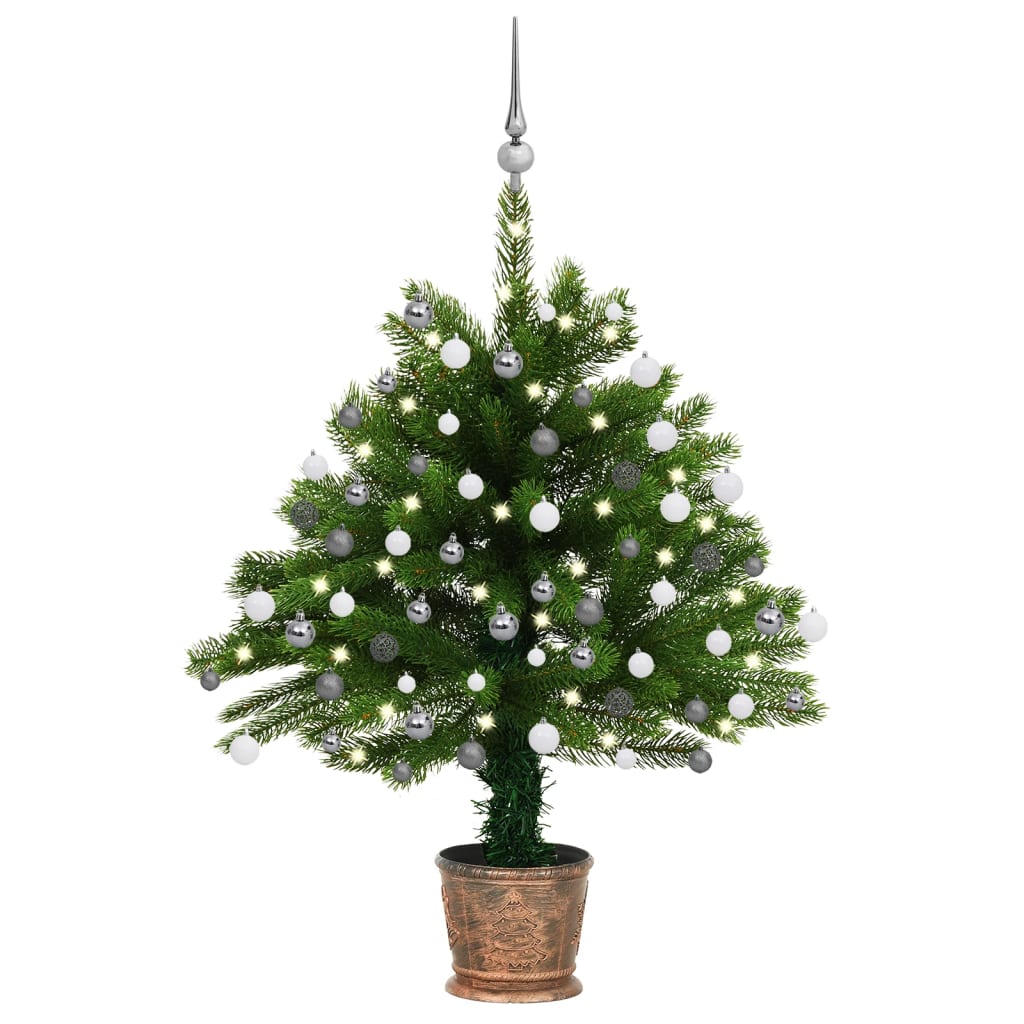Künstlicher Weihnachtsbaum mit Beleuchtung & Kugeln 65 cm Grün
