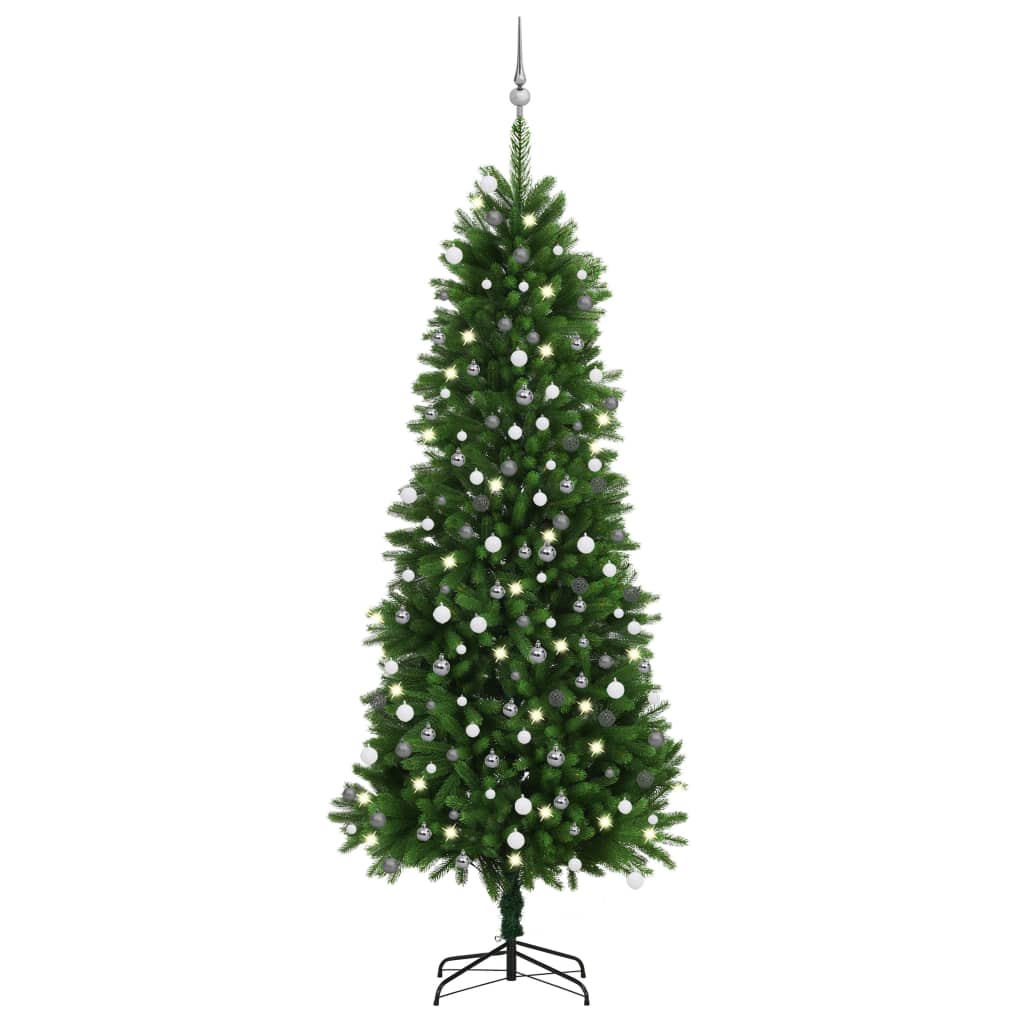 Künstlicher Weihnachtsbaum mit Beleuchtung Kugeln 240 cm Grün