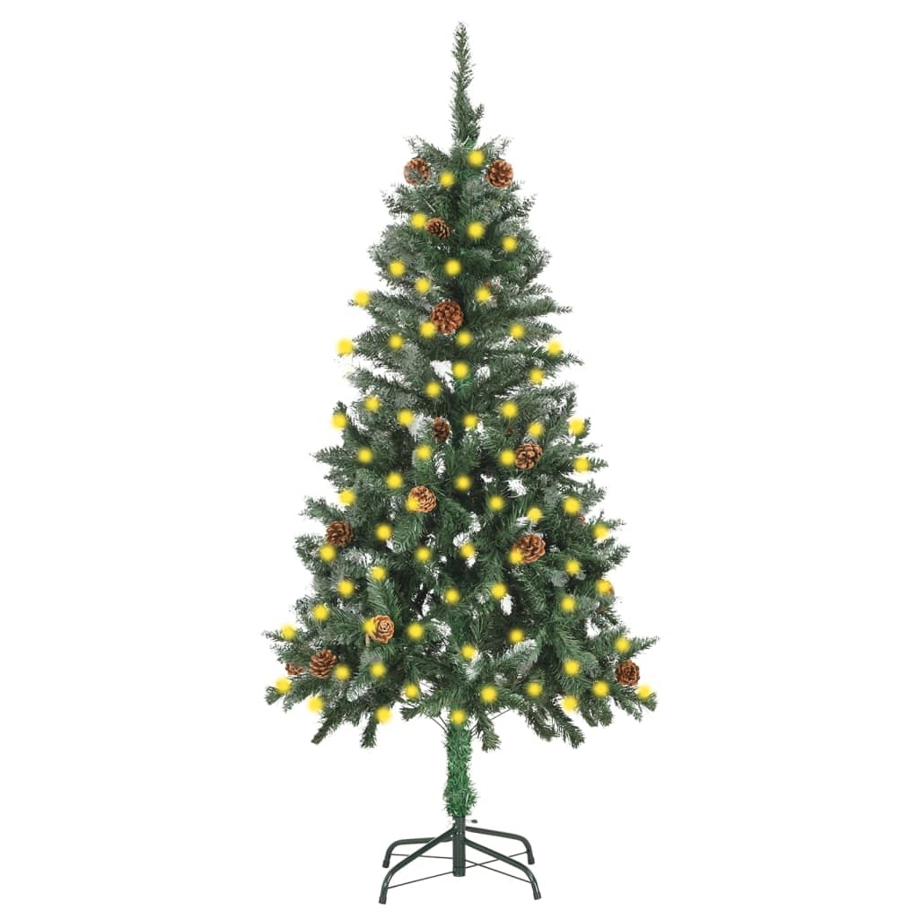 Künstlicher Weihnachtsbaum mit Beleuchtung & Zapfen 150 cm