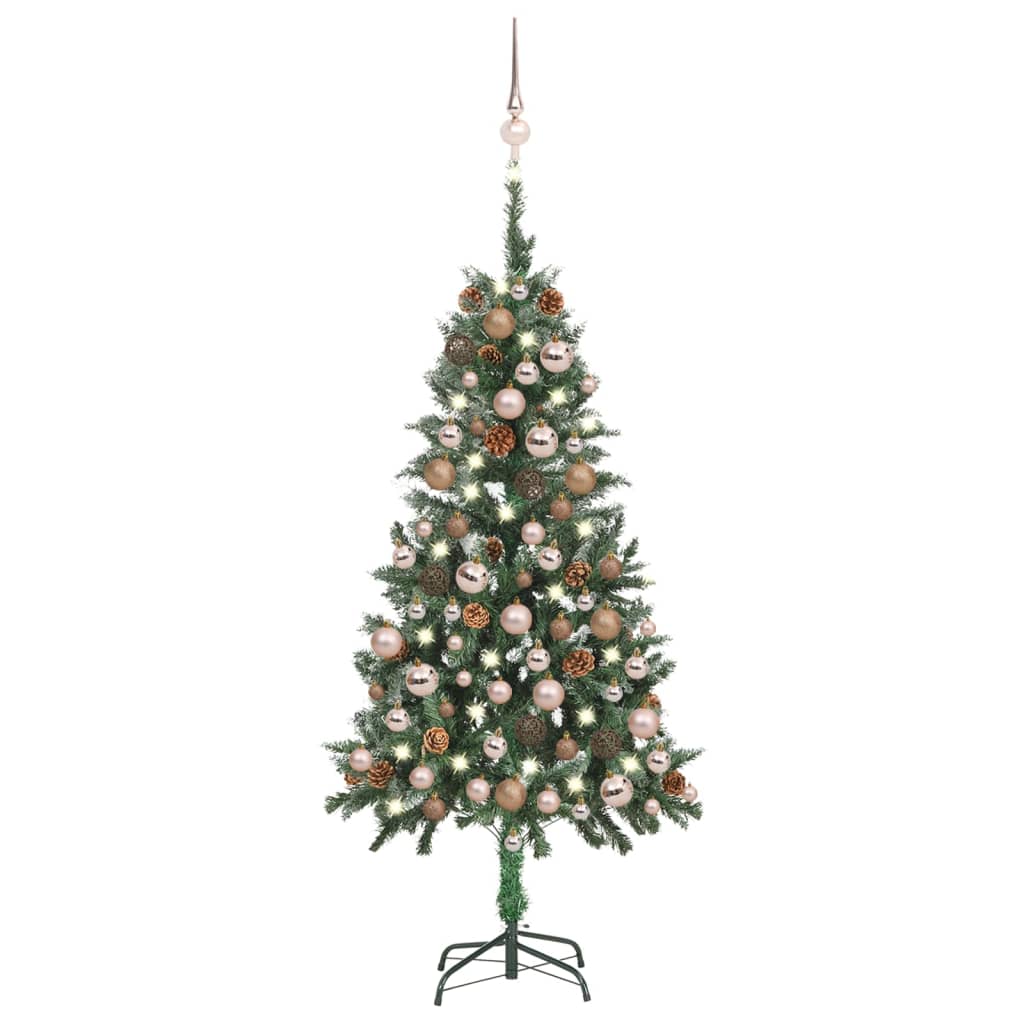 Künstlicher Weihnachtsbaum mit Beleuchtung Kugeln Zapfen 150 cm