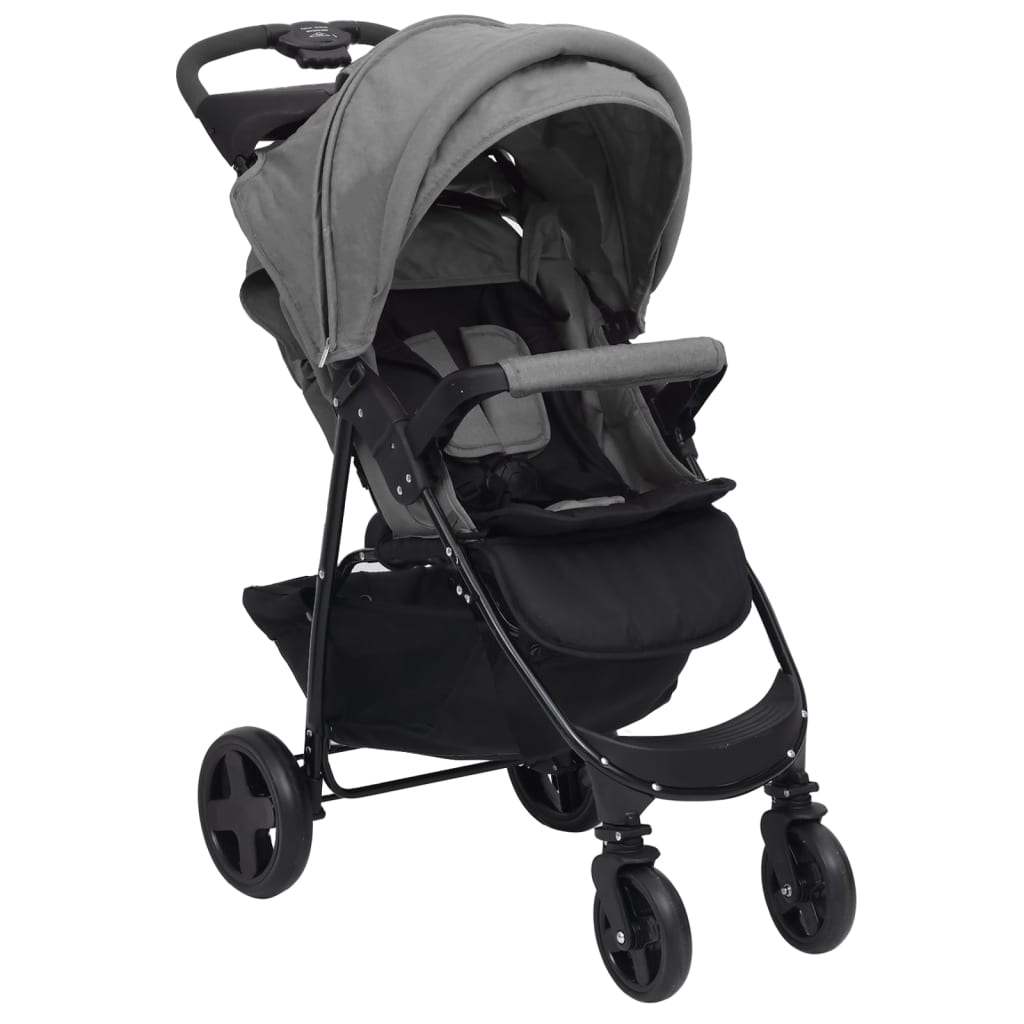 2-in-1 Kinderwagen Hellgrau Stahl