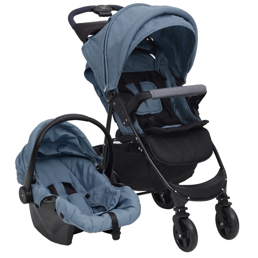 3-in-1 Kinderwagen Marineblau Stahl