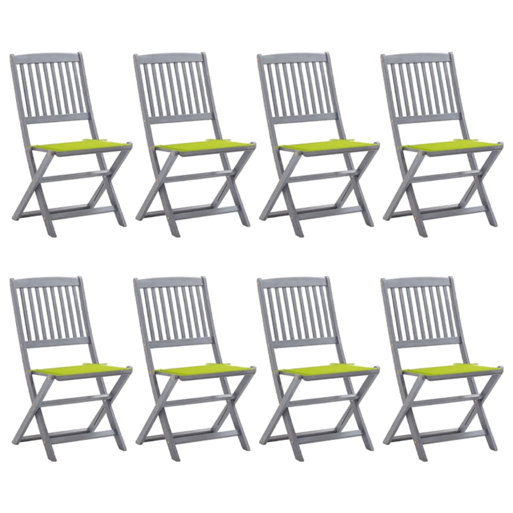 Klappbare Gartenstühle 8 Stk. mit Kissen Massivholz Akazie