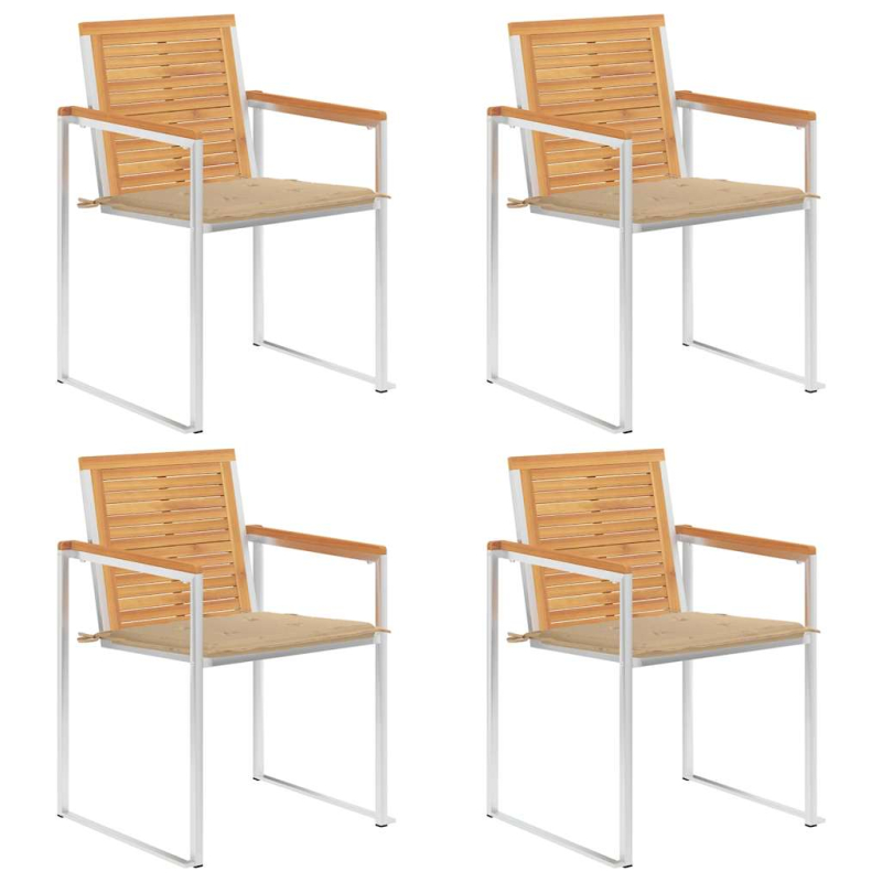 Gartenstühle 4 Stk. mit Kissen Massivholz Teak