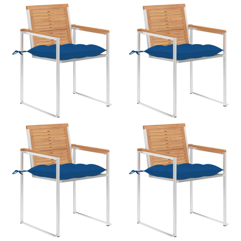 Gartenstühle 4 Stk. mit Kissen Massivholz Teak