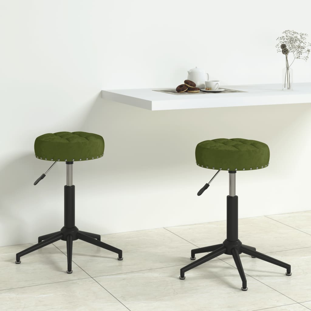 Essstühle 2 Stk. Drehbar Hellgrün Samt