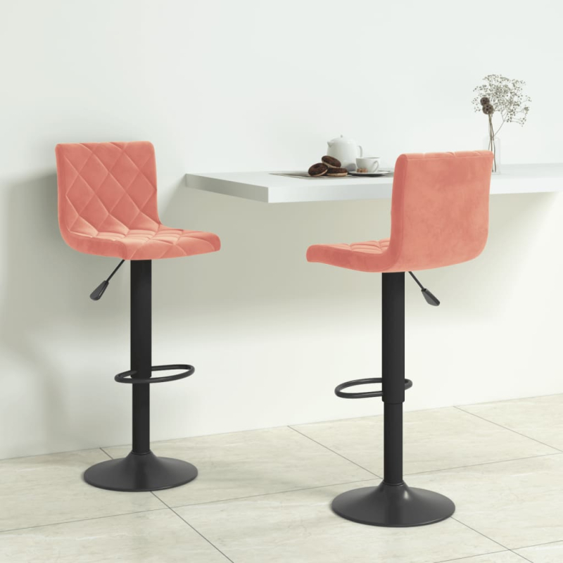 Barhocker 2 Stk. Rosa Samt