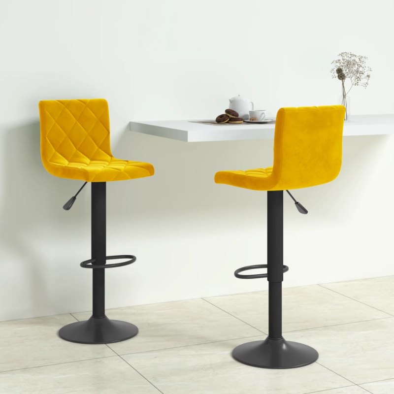 Barhocker 2 Stk. Senfgelb Samt
