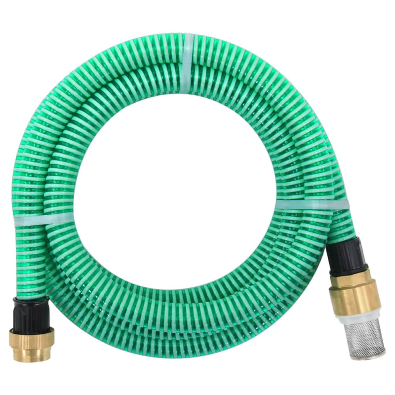 Saugschlauch mit Messing-Anschlüssen Grün 1,1 3 m PVC
