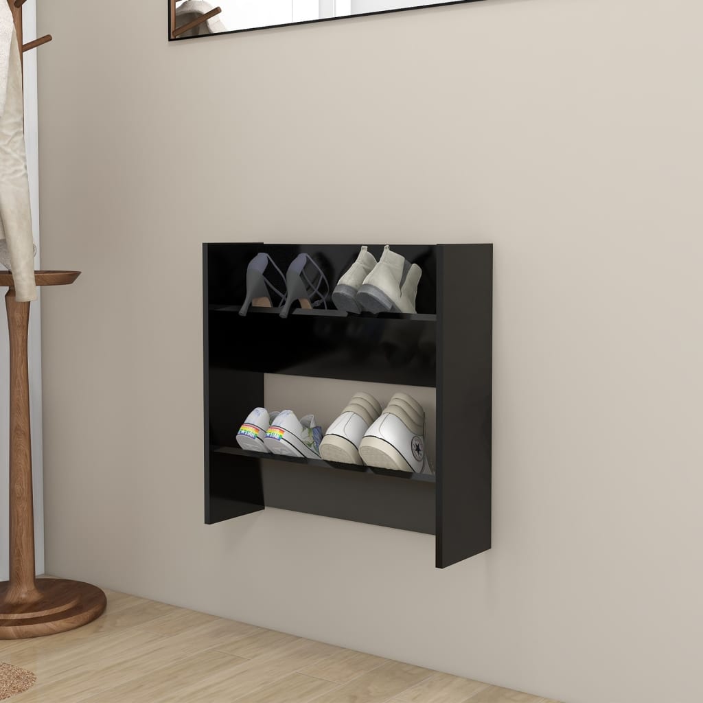 Wand-Schuhschrank Schwarz 60x18x60 cm Holzwerkstoff