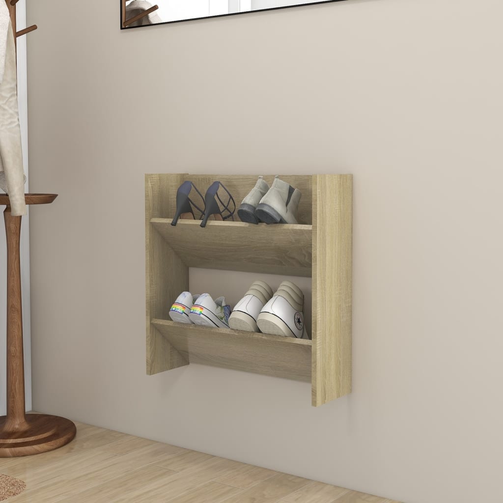 Wand-Schuhschrank Sonoma-Eiche 60x18x60 cm Holzwerkstoff