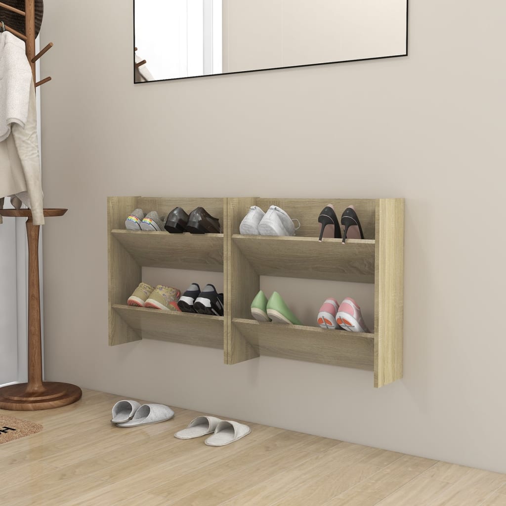 Wand-Schuhschränke 2 Stk. Sonoma-Eiche 60x18x60cm Holzwerkstoff
