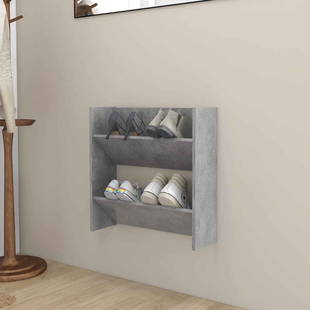 Wand-Schuhschrank Betongrau 60x18x60 cm Holzwerkstoff