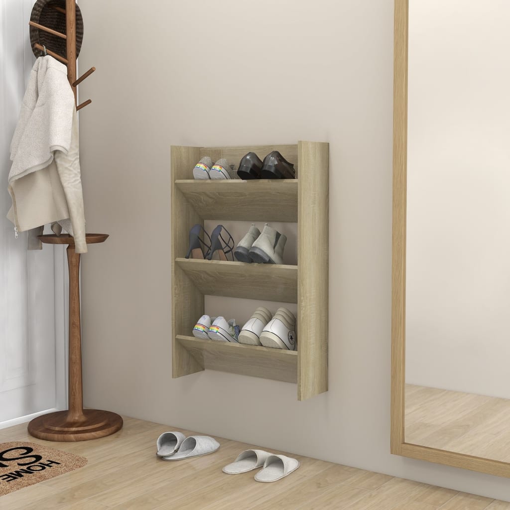 Wand-Schuhschrank Sonoma-Eiche 60x18x90 cm Holzwerkstoff